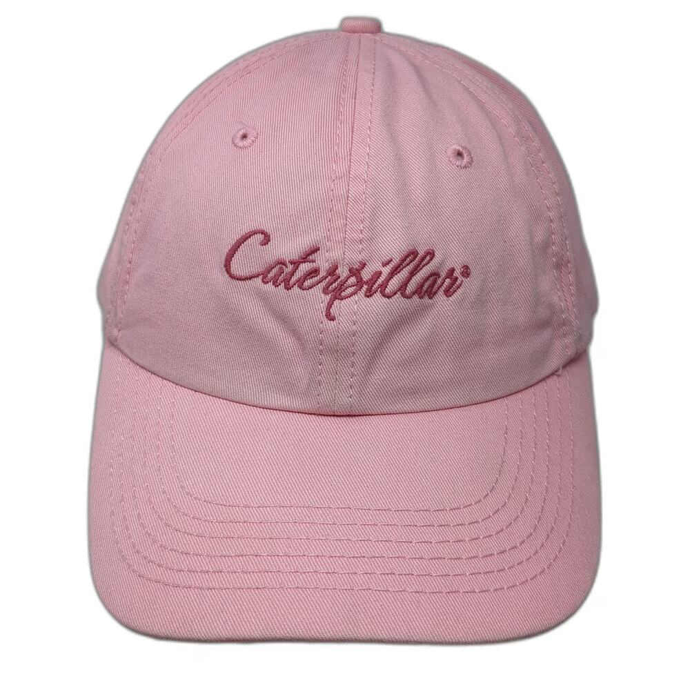 Caterpillar Baseball Cap Pink One Size Script Logo Cotton Slideback Hat